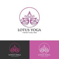 yoga lotus pose blomma logotyp design vektor mall. hälsa skönhet spa logotyp konceptikon.