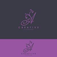 en initial logotyp för skönhetsvektor, handskriftslogotyp med initial signatur, bröllop, mode, smycken, boutique, blommig och botanisk med kreativ mall för alla företag eller företag vektor