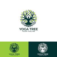 minimalistisches kreatives Baumlogo und Yoga-Vektor vektor