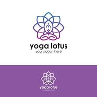 Yoga Lotus Pose Blume Logo Design Vektor Vorlage. Gesundheit Beauty Spa Logo Konzept Symbol.