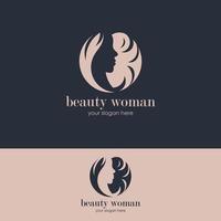 sillhouette stil kvinnors frisyr skönhetssalong logotyp mall vektor