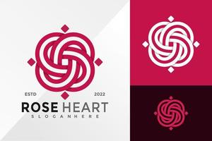rosa hjärta prydnad logotyp design vektor illustration mall