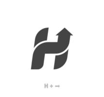 bokstaven h pil logotyp mall vektor eps. unik logotyp. vektor abstrakt brev enkel målpilikon. uppåtpil, företagsidentitet.