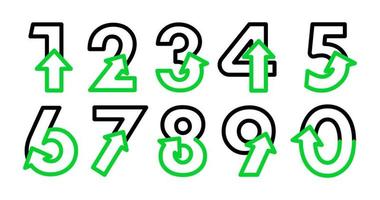 pil tecken ikon inuti siffror. tecken i pilriktning och siffra ett är kapslade. kreativ linjär figur design. linjär ikon för alla nummer. vektor