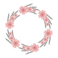 vårens blomkrans. pil och ljusrosa blommor. design för inbjudningar och gratulationskort. vektor illustration
