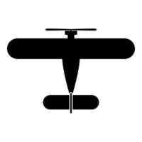propelier Flugzeug Retro Vintage kleines Flugzeug einmotoriges Symbol schwarz Farbe Vektor Illustration Bild flachen Stil