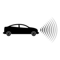 Autoradio signalisiert Sensor Smart Technology Autopilot vorne Richtungssymbol schwarz Farbe Vektor Illustration Bild flachen Stil