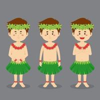 hawaiisk karaktär med olika uttryck vektor