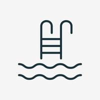 Lineares Symbol für das Schwimmbad. Leiter oder Treppe für das Symbol der Schwimmbeckenlinie. sommerferien und aktivitätsruhe am pool. Vektor-Illustration. vektor