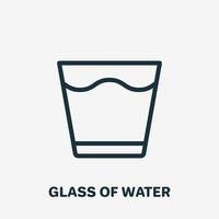 glas vatten linjär ikon. dricksglas linje piktogram. glas med rent vatten ikon. vektor illustration.