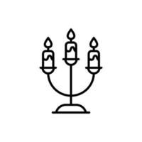 ljusstake med brinnande ljus linje ikon. levande ljus dekor för halloween kontur piktogram. ljusstake med låga för religion, jul, hanukkah ikon. redigerbar linje. vektor illustration.