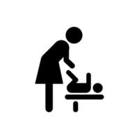 Silhouettensymbol für Mutter- und Babyzimmer. Symbol der Toilette für das Piktogramm der Kinderbetreuung. Toilette mit Babytisch zum Windelwechseln. Wickeltoilette. isolierte Vektorillustration. vektor