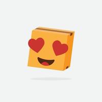 Pappkarton. lustige Kiste. Kastencharakter. Lieferbox. Box-Emoji. vektor