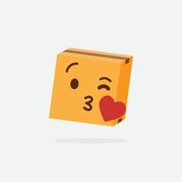 Pappkarton. lustige Kiste. Kastencharakter. Lieferbox. Box-Emoji. vektor