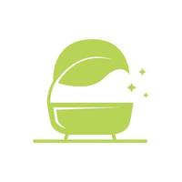 frische grüne badewanne mit blatt logo design vektorgrafik symbol symbol illustration kreative idee vektor