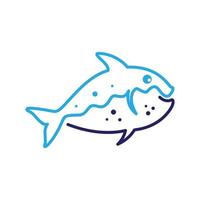 durchgehende Linie Fisch Piranha Logo Design, Vektorgrafik Symbol Symbol Illustration kreative Idee vektor