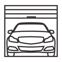 Auto mit Garage Linien Vintage Logo Symbol Vektor Icon Illustration Grafikdesign
