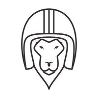 Kopf Löwe mit Helm alte Linien Hipster Logo Symbol Vektor Icon Illustration Grafikdesign