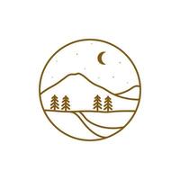 Hipster-Landschaft mit Tress- und Berg-Logo-Design, Vektorgrafik-Symbol-Icon-Illustration kreative Idee vektor