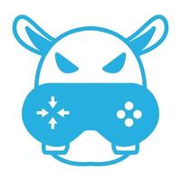 Gamepad mit niedlichem buntem Nilpferd-Kopf-Logo-Symbol-Vektorsymbol-Illustrationsgrafikdesign vektor