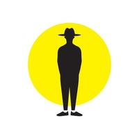 Silhouette junger Mann mit rundem Hut Logo Design Vektorgrafik Symbol Symbol Illustration kreative Idee vektor