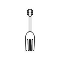 Linie minimalistisches Gabel-Gitarren-Logo-Design, Vektorgrafik-Symbol-Icon-Illustration kreative Idee vektor