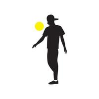 silhouette junger mann training fußball mit sonnenuntergang logo design, vektorgrafik symbol symbol illustration kreative idee vektor