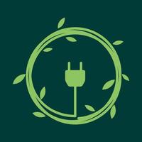 natur löv med elektrisk kabel logotyp design vektor ikon symbol grafisk illustration