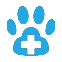 Fuß Haustiere oder Hundepflege Gesundheit mit Kreuzzeichen Logo Design Vektor Icon Symbol Grafik Illustration