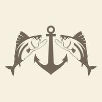 Anker mit Fischraub Vintage Logo Design Vektor Icon Symbol Illustration