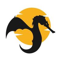silhouette fliegender drache mit sonnenuntergang logo symbol vektor symbol illustration grafikdesign