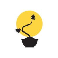 siluett träd bonsai med kruka logotyp design vektor grafisk symbol ikon illustration kreativ idé