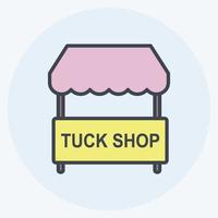 Tuck-Shop-Symbol im trendigen Color-Mate-Stil isoliert auf weichem blauem Hintergrund vektor