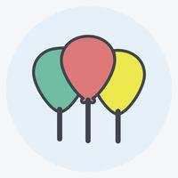 Luftballons-Symbol im trendigen Color-Mate-Stil isoliert auf weichem blauem Hintergrund vektor