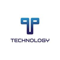 modernes T-Technologie-Vektor-Logo-Design vektor