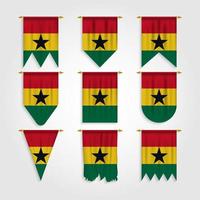 Ghana-Flagge in verschiedenen Formen vektor