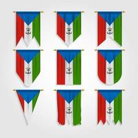 Ekvatorialguineas flagga i olika former vektor