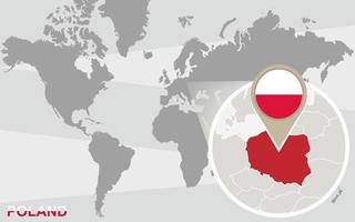 Weltkarte mit vergrößertem Polen vektor