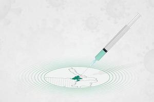 bangladesch-impfkonzept, impfstoffinjektion in karte von bangladesch. impfstoff und impfung gegen coronavirus, covid-19. vektor