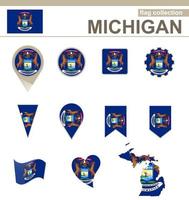 Sammlung von Michigan-Flaggen vektor