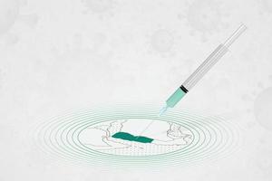 Jemen-Impfkonzept, Impfstoffinjektion in der Karte des Jemen. impfstoff und impfung gegen coronavirus, covid-19. vektor