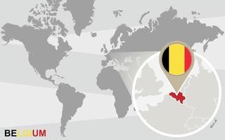 Weltkarte mit vergrößertem Belgien vektor