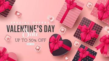 valentinstag 3d-produktpräsentation für banner, werbung und business. Vektor-Illustration vektor