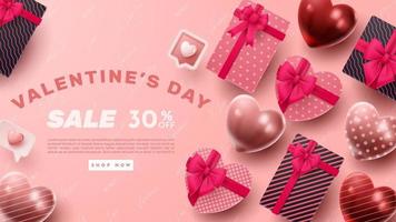 valentinstag 3d-produktpräsentation für banner, werbung und business. Vektor-Illustration vektor