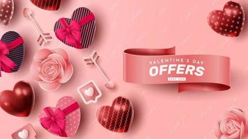 valentinstag 3d-produktpräsentation für banner, werbung und business. Vektor-Illustration vektor