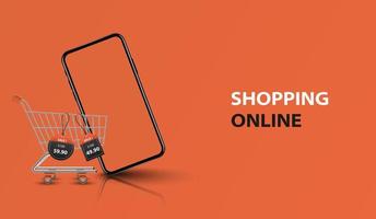 Online-Shopping-Konzept, Smartphone-Online-Shop, Vektor-Illustration vektor