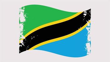 tansania land gewelltes grunge pinsel flaggendesign vektor
