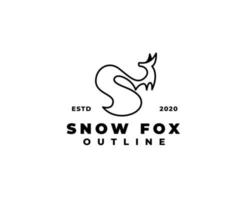 snow fox logotyp design. bokstavens initiala logotyp. kontur fox silhouette logotyp