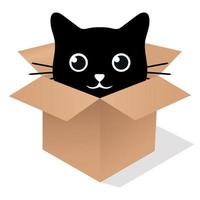 süßes schwarzes kätzchen in einer box vektor