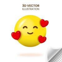 3D leende ansikte med hjärta emoji vektorillustration vektor